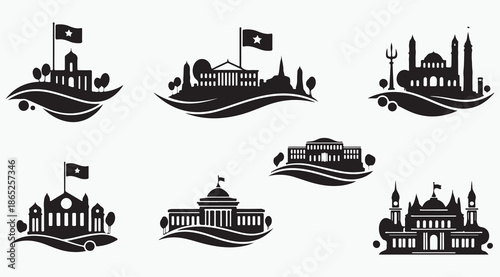 National Landmark and Government Building Silhouette Vector Set