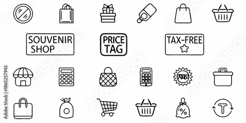 A Set Of Icons For Different Types Of Souvenirs An SVG Line Icon Set – Editable Vector Icons