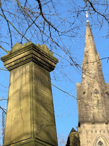 Old church and surrounding graveyard in the village of Holcombe in the borough of Bury Greater Manchester. 