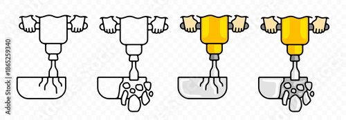 Jackhammer, demolition hammer and concrete breaker, graphic design. Construction, pneumatic drill, hammerdrill and breaker, vector design and illustration