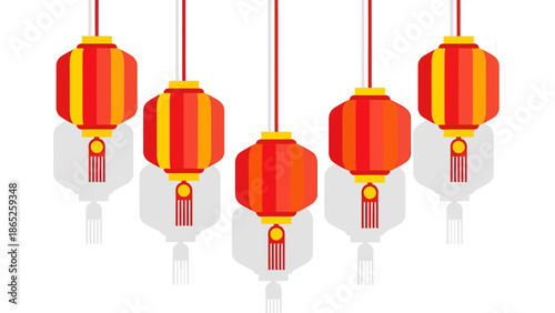Red and yellow Chinese lanterns hanging decoration