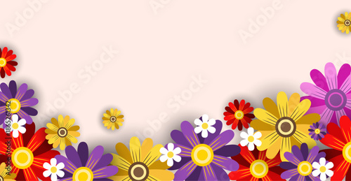 Spring background with beautiful flowers for sales or greeting cards or banners. Vector illustration.