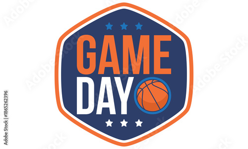 Game Day. Basketball playoff in March. Super sport party in United States. Final games of season tournament. Professional team championship. Ball for basketball. Sport poster. Vector