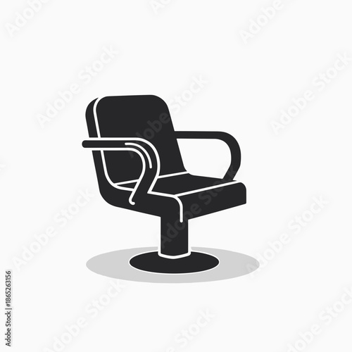 Swivel office chair in minimalist design with a dark color scheme  