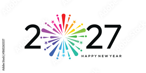 2027 happy new year logo design template, fireworks, spark happy new year 2027 logo design graphic vector