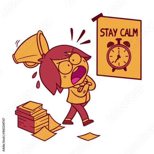Funny Cartoon Character Panicking While Saying Stay Calm Bro.
