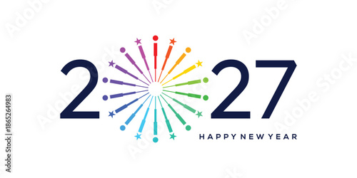 2027 happy new year logo design template, fireworks, spark happy new year 2027 logo design graphic vector
