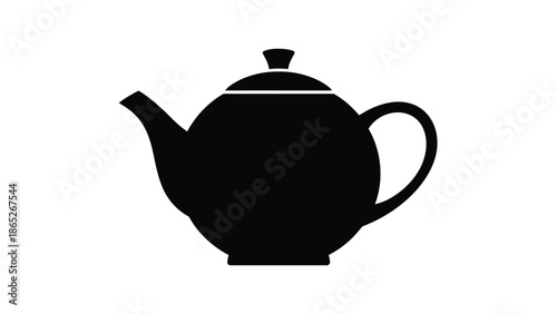 Simple black silhouette of a classic teapot with lid and handle
