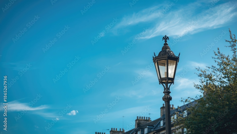 Obraz premium Retro shamrock-shaped streetlamp in Dublin serving as a cultural landmark, emphasizing classic urban design