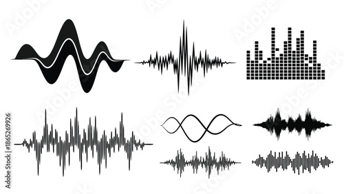 Abstract sound wave visualizations a collection of different audio signal designs