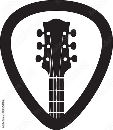 Simple Page Page Page Page Page shield logo featuring an electric guitar headstock Page symbolizing music and protection together in a minimalist black and white design perfect for branding and identi