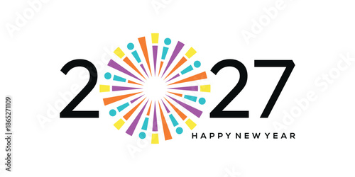 2027 happy new year logo design template, fireworks, spark happy new year 2027 logo design graphic vector