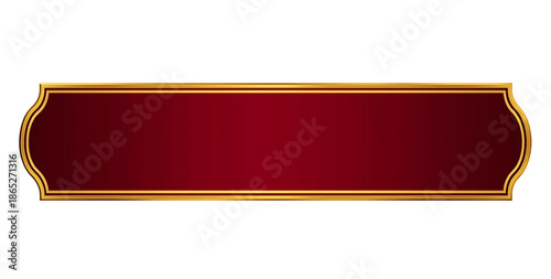 Ornate Golden Red Ribbon Banner With Decorative Edges isolated on a transparent background