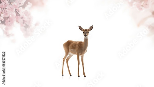 Single deer silhouette against plain white backdrop, suitable for wildlife studies