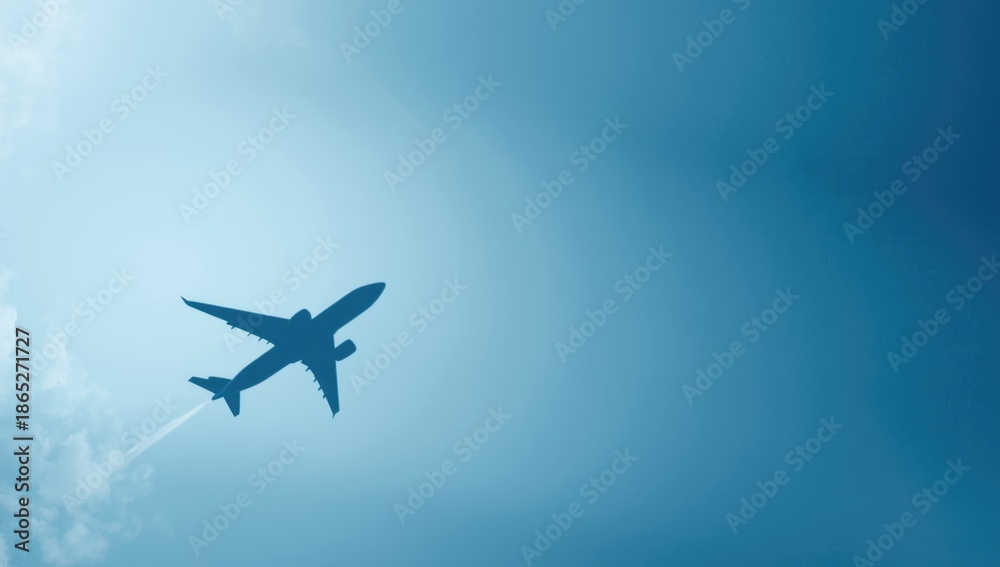 Fototapeta premium Aircraft shadow cast on runway surface, emphasizing aircraft movement and operational safety