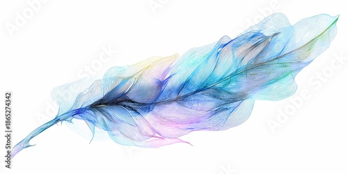 Feather resting gently against a bright white backdrop, emphasizing softness and visual balance in composition