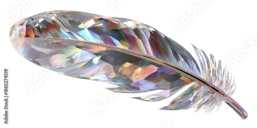 Feather resting gently against a bright white backdrop, emphasizing softness and visual balance in composition