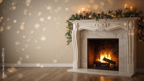 Living room fireplace adorned with decorative objects, interior design and ambiance © The 2R Artificiality