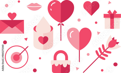 Valentine's day elements with hearts and gifts