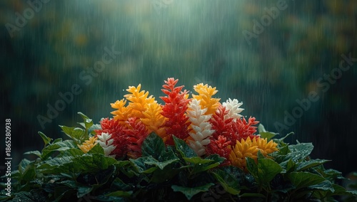 Collection of flowering Euphorbiaceae species, natural plant diversity