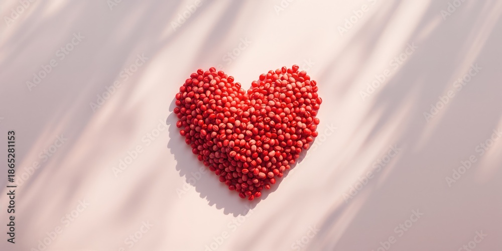 Fototapeta premium Lentil arrangement in a heart shape, emphasizing healthy plant-based ingredients in cooking