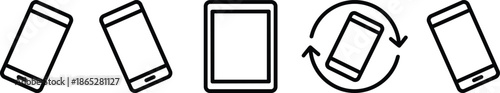 Smartphone rotation and orientation icon set showing mobile screen flip, device turn, and auto rotate concept for UI UX design