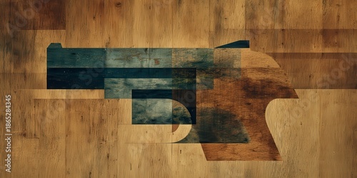 Abstract Wooden Gun Illustration for Creative Projects