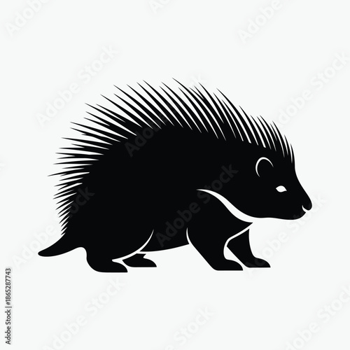 Silhouette of a porcupine walking to the right