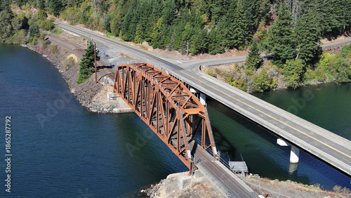 Railway bridge along highway