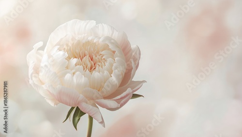 Detailed image of a white peony in full bloom, used as a decorative floral pattern or UI backdrop