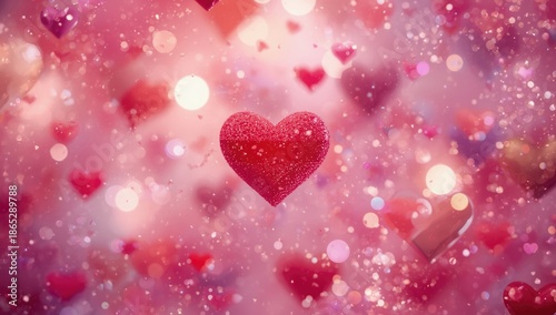 Colorful glitter and heart motifs on a refined background, ideal for celebration themes