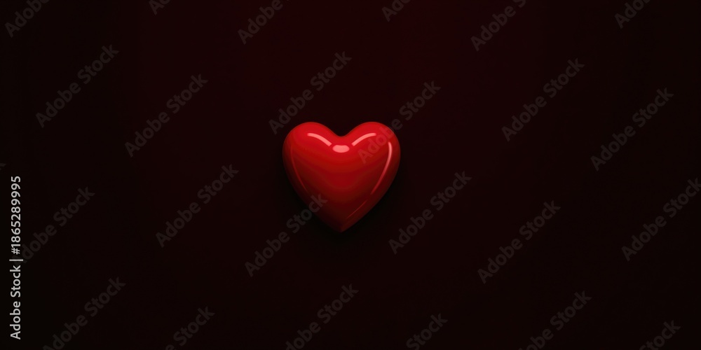 Fototapeta premium Dark background with a red heart icon functioning as a digital or emotional interface element, World Heart Day