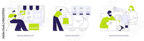 Curbside pickup at a grocery store isolated cartoon vector illustrations se