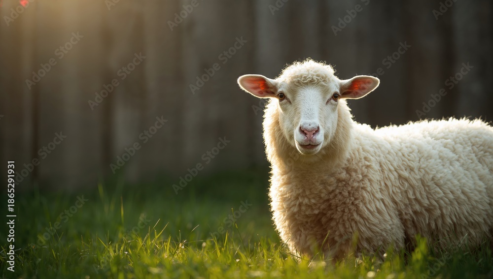 Obraz premium Long-haired sheep grazing at a farm, showcasing wool quality and animal husbandry practices
