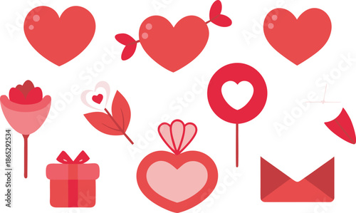 Collection of hearts and gifts valentine design