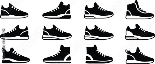 Collection of diverse sneaker silhouettes on transparent background