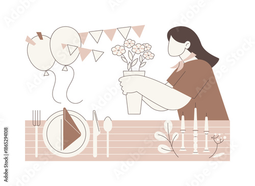 Wedding decorator isolated cartoon vector illustrations.