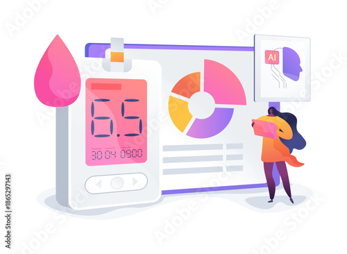 Smart Blood Glucose Meter abstract concept vector illustration.