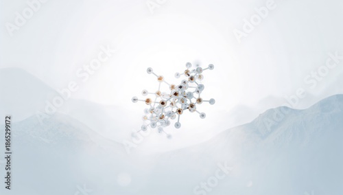 Chemical composition of ozone and gas molecules, set against a detailed background