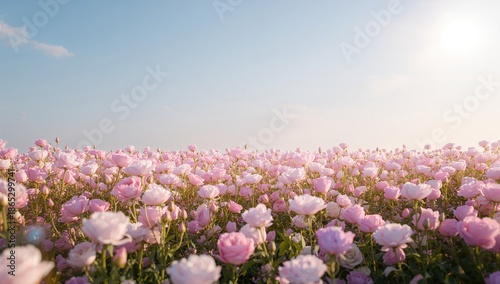A vibrant rose field in bloom during spring used as a backdrop for garden planning