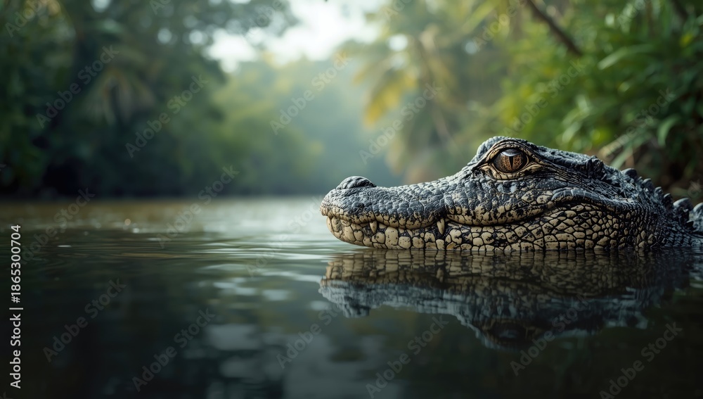 Obraz premium Crocodile eye detail survival instincts, nature study, World Wildlife Day