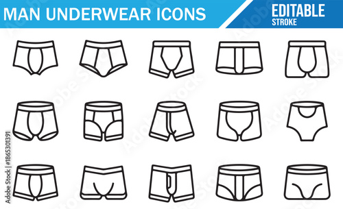 Vector Set of Man Briefs, Boxers, and Trunks Icons