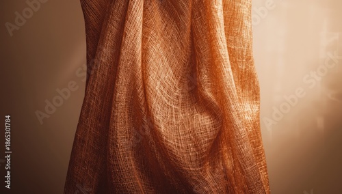 Close-up of brown fabric material functioning as a background for design elements