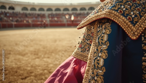 Decorative matador costume featuring detailed embellishments, performance attire in Spain