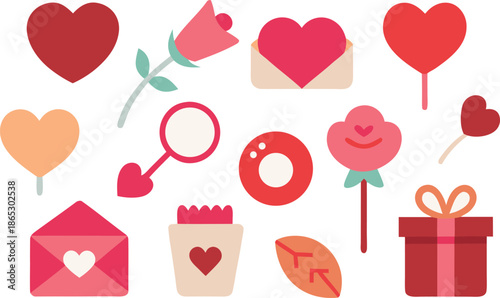 Collection of hearts and roses valentine icons