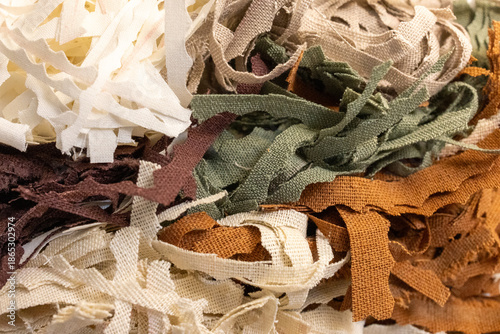 Fabric Scraps and Textile Waste in Neutral Earth Tones