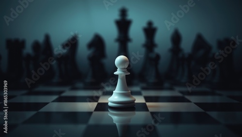 Chess pawn positioned alone on a black and white game board, highlighting tactical decision-making, World Chess Day
