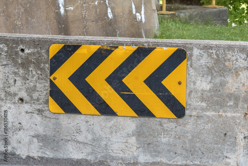A yellow traffic sign
