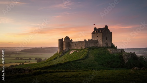 Historic castle structure with defensive walls and turrets, highlighting erosion risk, Earth Day