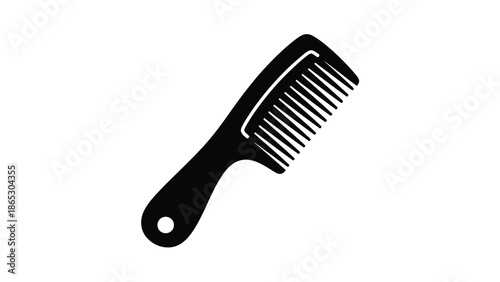 Simple black and white illustration of a hair comb isolated on white